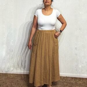 Xirena Brown Peasant Maxi Skirt Sz L